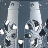 Teal Blue Lattice Ceramic Stool-2