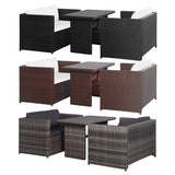 vidaXL 3 Piece Patio Lounge Set with Cushions Poly Rattan Black-4